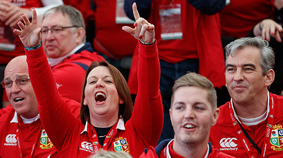British and Irish Lions rugby fans celebrating
