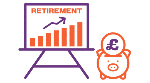 Retirement on an graph plotting upwards