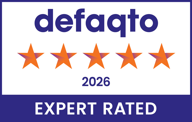 Defaqto five-star expert rated 2026 award badge