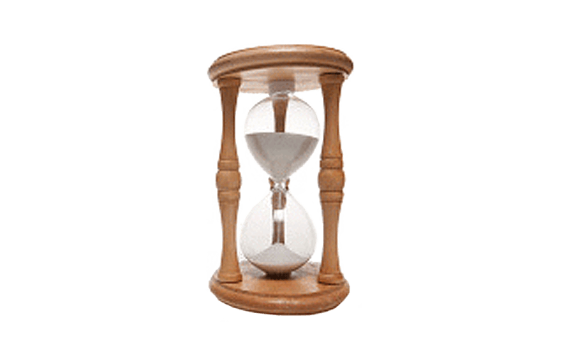 wooden hour glass with sand running through