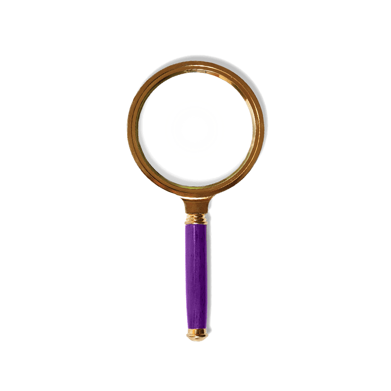 Purple framed magnifying glass